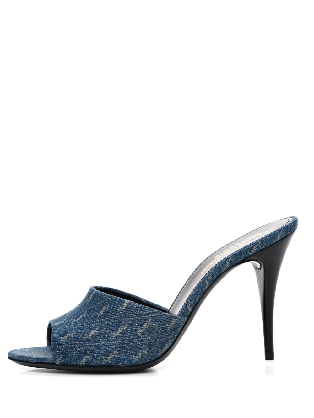 Yves Saint Laurent Denim Open-Toe High Heel Mule - Blue